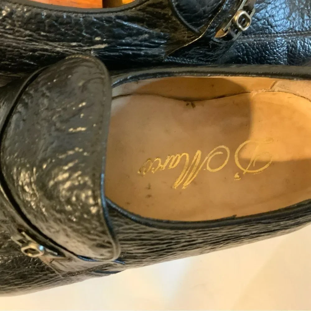 Rare Vintage D’Marco Mens Black Embossed Slip On Loafers Shoes US Sz 9.5M